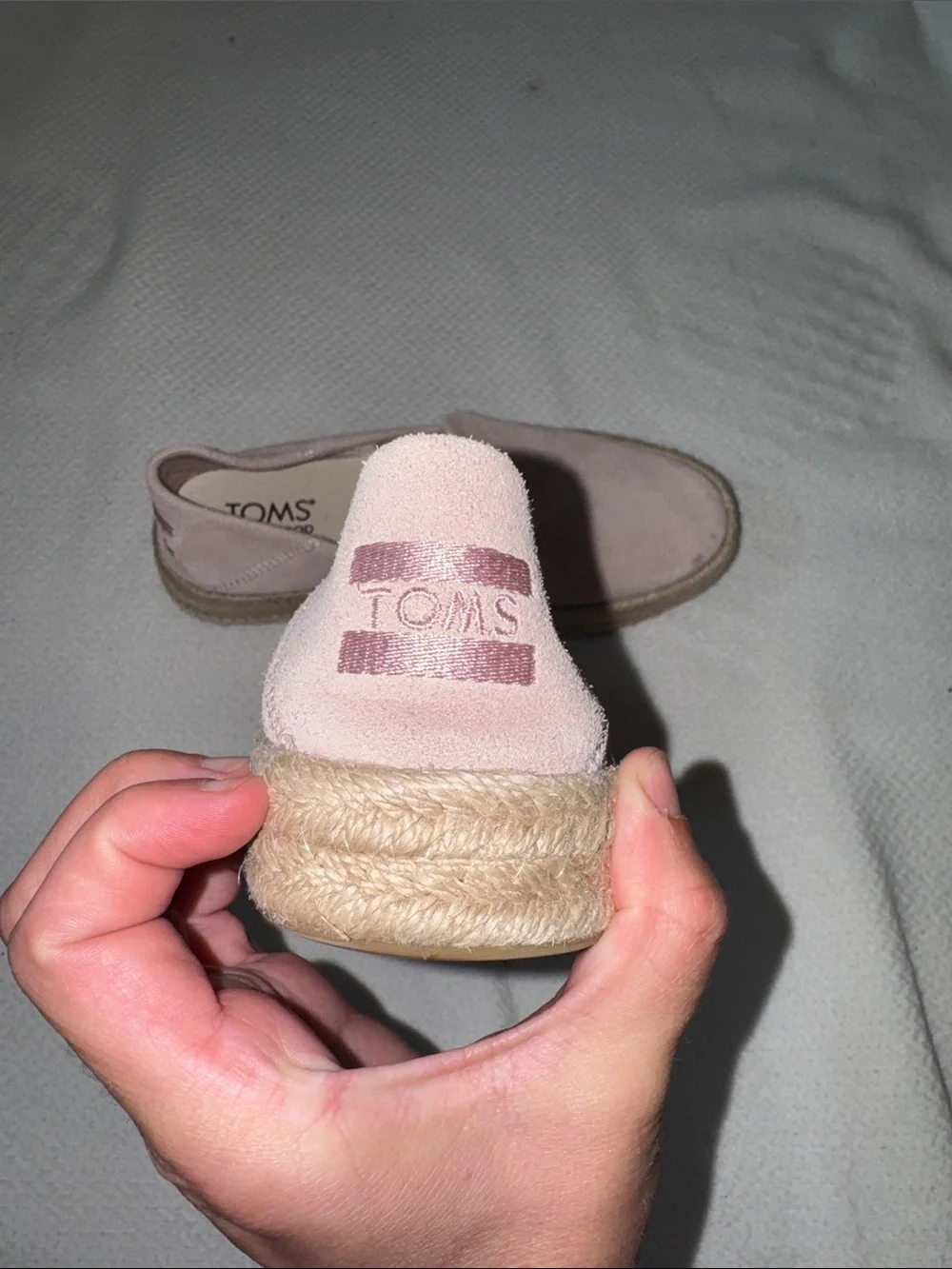Toms Women's Light Pink Suede Espadrille Slip-Ons
